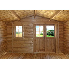 Abri en bois massif 12m² PLUS 28mm traité teinté marron Gardy Shelter Ma boutique