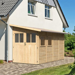 Abri de jardin adossé en bois certifié 6,42m² Juist 3 - Karibu Ma boutique