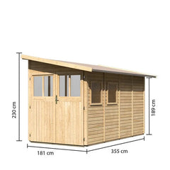 Abri de jardin adossé en bois certifié 6,42m² Juist 3 - Karibu Ma boutique