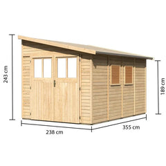 Abri de jardin adossé en bois certifié 8,27m² Bomlitz 4 - Karibu Ma boutique