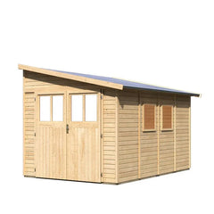 Abri de jardin adossé en bois certifié 8,27m² Bomlitz 4 - Karibu Ma boutique