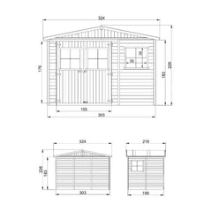 Abri de jardin en panneaux 17mm - 303x199cm - avec plancher - Timbela Ma boutique
