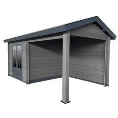 Abri de jardin en bois composite gris foncé 9m² + 9m² terrasse - Woodlife Garden Ma boutique