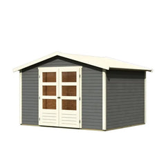 Abri de jardin en bois massif gris terre 6,05m² Amberg 4 – Karibu Ma boutique