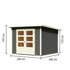 Abri de jardin en bois massif gris terre 6,05m² Stockach 4 – Karibu Ma boutique