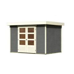 Abri de jardin en bois massif gris terre 6,55m² Askola 4 - Karibu Ma boutique