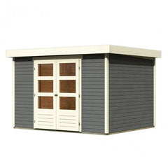 Abri de jardin en bois massif gris terre 7,43m² Askola 5 - Karibu Ma boutique