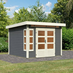 Abri de jardin en bois massif gris terre 7,50m² Kastorf 6 – Karibu Ma boutique