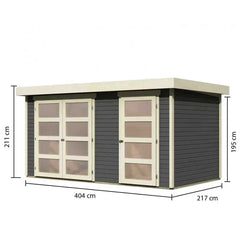 Abri de jardin en bois massif gris terre 8,77m² avec cloison intérieure Mühlentrup 1  – Karibu Ma boutique