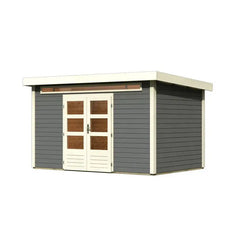 Abri de jardin en bois massif gris terre 8,88m² Kandern 7 – Karibu Ma boutique