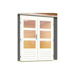 Abri de jardin en bois massif gris terre 8,88m² Kastorf 7 avec appentis 320cm – Karibu Ma boutique