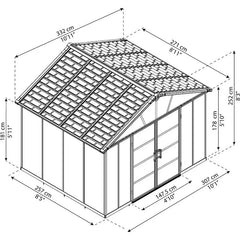 Abri de jardin en polycarbonate 7,9m² avec plancher YUKON - Palram - Canopia Ma boutique