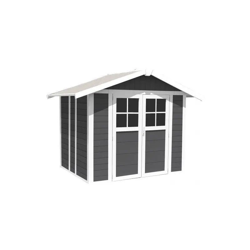 Abri de jardin en PVC 4,9m² DECO gris foncé et blanc Grosfillex + kit ancrage offert Ma boutique