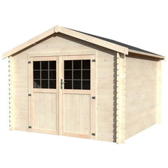 Abri de jardin Flover 9,60m² en bois massif 28mm avec double porte – Décor et Jardin Ma boutique