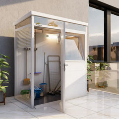 Abri de jardin modulaire isolé 2x1m blanc - plancher inclus - Everbox Ma boutique
