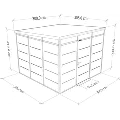 Abri de jardin modulaire isolé 3x3m anthracite et blanc - plancher inclus - Everbox Ma boutique