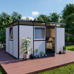 Abri de jardin modulaire isolé 4x3m profils noirs - plancher inclus - Everbox Ma boutique