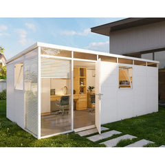 Abri de jardin modulaire isolé 6x3m blanc - plancher inclus - Everbox Ma boutique
