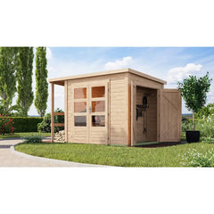 Abri de jardin multifonctions en bois brut 6m² avec armoire intégrée – Karibu Ma boutique