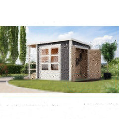Abri de jardin multifonctions en bois gris terre 6m² avec armoire intégrée – Karibu Ma boutique