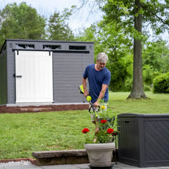 Abri de jardin polyéthylène 25mm gris foncé 7,30m² Modern + plancher - SUNCAST Ma boutique
