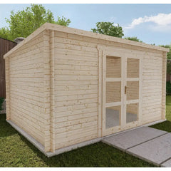 Abri de jardin toit plat 12m² PENTY - madriers 28mm brut - Gardy Shelter Ma boutique