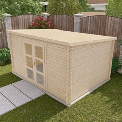 Abri de jardin toit plat 12m² PENTY - madriers 28mm brut - Gardy Shelter Ma boutique