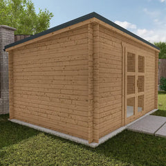 Abri de jardin toit plat 12m² PENTY - madriers 40mm traité - tuiles métalliques - Gardy Shelter Ma boutique
