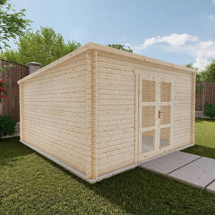 Abri de jardin toit plat 16m² PENTY - madriers 28mm brut - Gardy Shelter Ma boutique