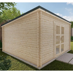 Abri de jardin toit plat 16m² PENTY - madriers 40mm brut - tuiles métalliques - Gardy Shelter Ma boutique