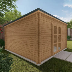 Abri de jardin toit plat 16m² PENTY - madriers 40mm traité - tuiles métalliques - Gardy Shelter Ma boutique