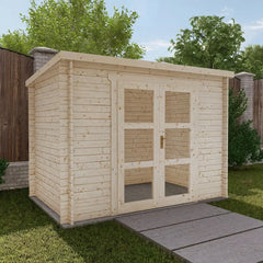 Abri de jardin toit plat 6m² PENTY - madriers 28mm brut - Gardy Shelter Ma boutique