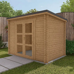 Abri de jardin toit plat 6m² PENTY - madriers 40mm traité - tuiles métalliques - Gardy Shelter Ma boutique