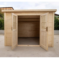 Abri de jardin toit plat 9m² SICBA - madriers 20mm brut - Gardy Shelter Ma boutique