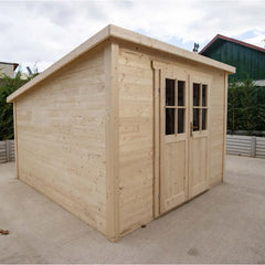 Abri de jardin toit plat 9m² BISAC - madriers 28mm brut - Gardy Shelter Ma boutique