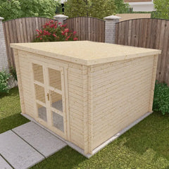 Abri de jardin toit plat 9m² PENTY - madriers 28mm brut - Gardy Shelter Ma boutique