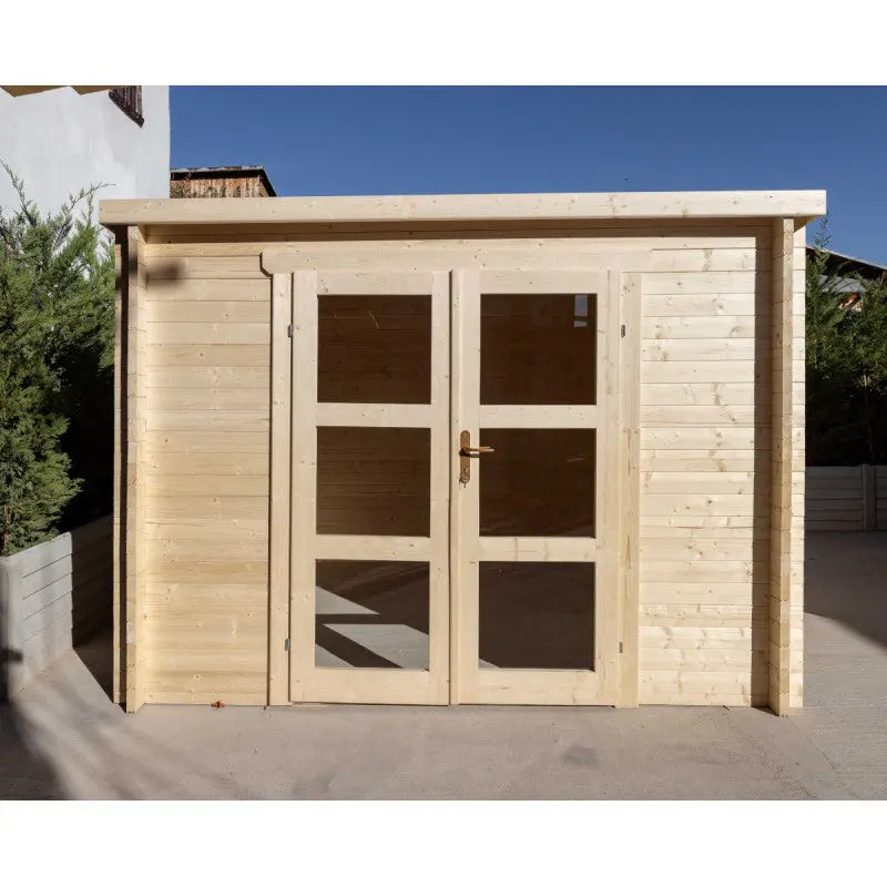 Abri de jardin toit plat 9m² PENTY - madriers 28mm brut - Gardy Shelter Ma boutique