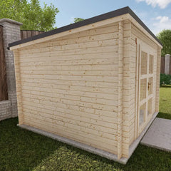 Abri de jardin toit plat 9m² PENTY - madriers 40mm brut - tuiles métalliques - Gardy Shelter Ma boutique