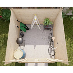 Abri de jardin toit plat 9m² PENTY - madriers 40mm brut - tuiles métalliques - Gardy Shelter Ma boutique