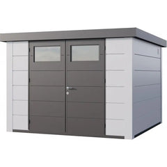 Abri en acier galvanisé blanc 8,9m² avec double porte Eleganto 3030 Telluria Ma boutique