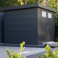 Abri en acier galvanisé gris anthracite 9,8m² avec double porte Eleganto 3330 Telluria Ma boutique