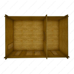 Abri en bois cloisonné 15m² MODERNE traité marron 28mm Gardy Shelter Ma boutique