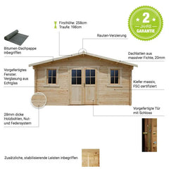 Abri en bois massif 19,82m² PLUS - madriers 28mm Gardy Shelter Ma boutique