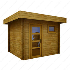 Abri en bois massif 7,5m² MODERNE traité marron 28mm Gardy Shelter Ma boutique