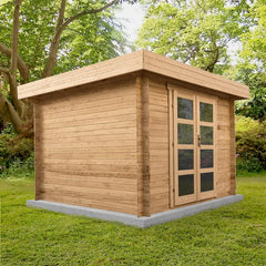 Abri en bois massif 9m² MODERNE traité marron 40mm Gardy Shelter Ma boutique