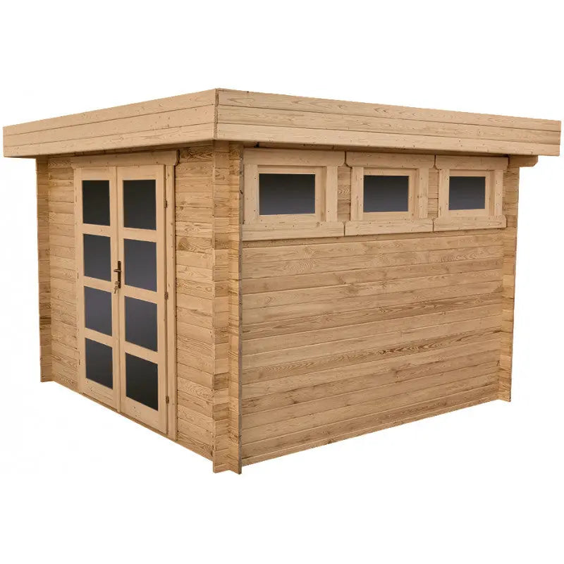 Abri en bois massif 9m² MODERNE traité marron 40mm Gardy Shelter Ma boutique