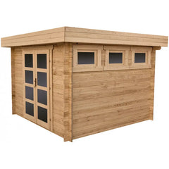 Abri en bois massif 9m² MODERNE traité marron 40mm Gardy Shelter Ma boutique