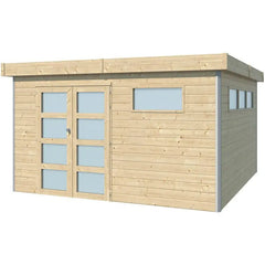 Abri Kasuko L 14,82m² en bois massif 28mm avec profils de coins en aluminium + porte et 2 fenêtres – Gardenas Ma boutique