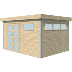 Abri Kasuko M 11,36m² en bois massif 28mm avec profils de coins en aluminium + porte et 2 fenêtres – Gardenas Ma boutique