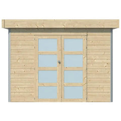 Abri Kasuko S 8,7m² en bois massif 28mm avec profils de coins en aluminium + porte et fenêtre – Gardenas Ma boutique
